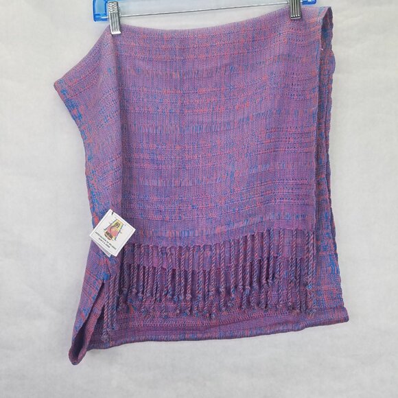 Ruk'u'x Keem Rebozo Wrap Shawl Hand Woven Natural Dye Pink Blue Native Art 19x79 - Picture 7 of 16